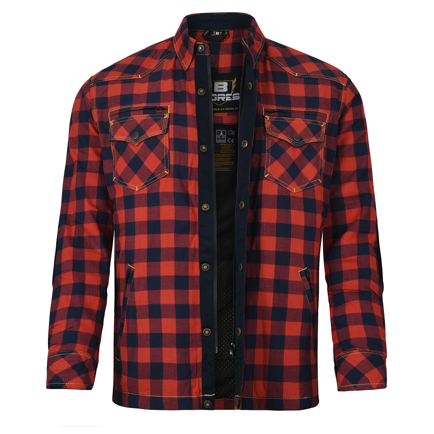 Bores Lumberjack Motorradhemd Herren - PREMIUM - rot/blau
