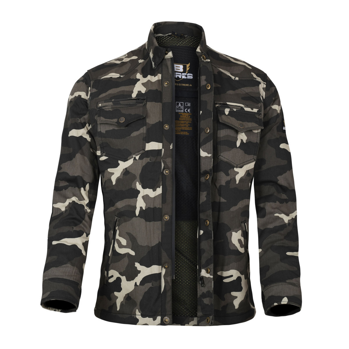 Bores Motorradshirt Military-Jack Damen - PREMIUM - Army Dunkel/Camouflage