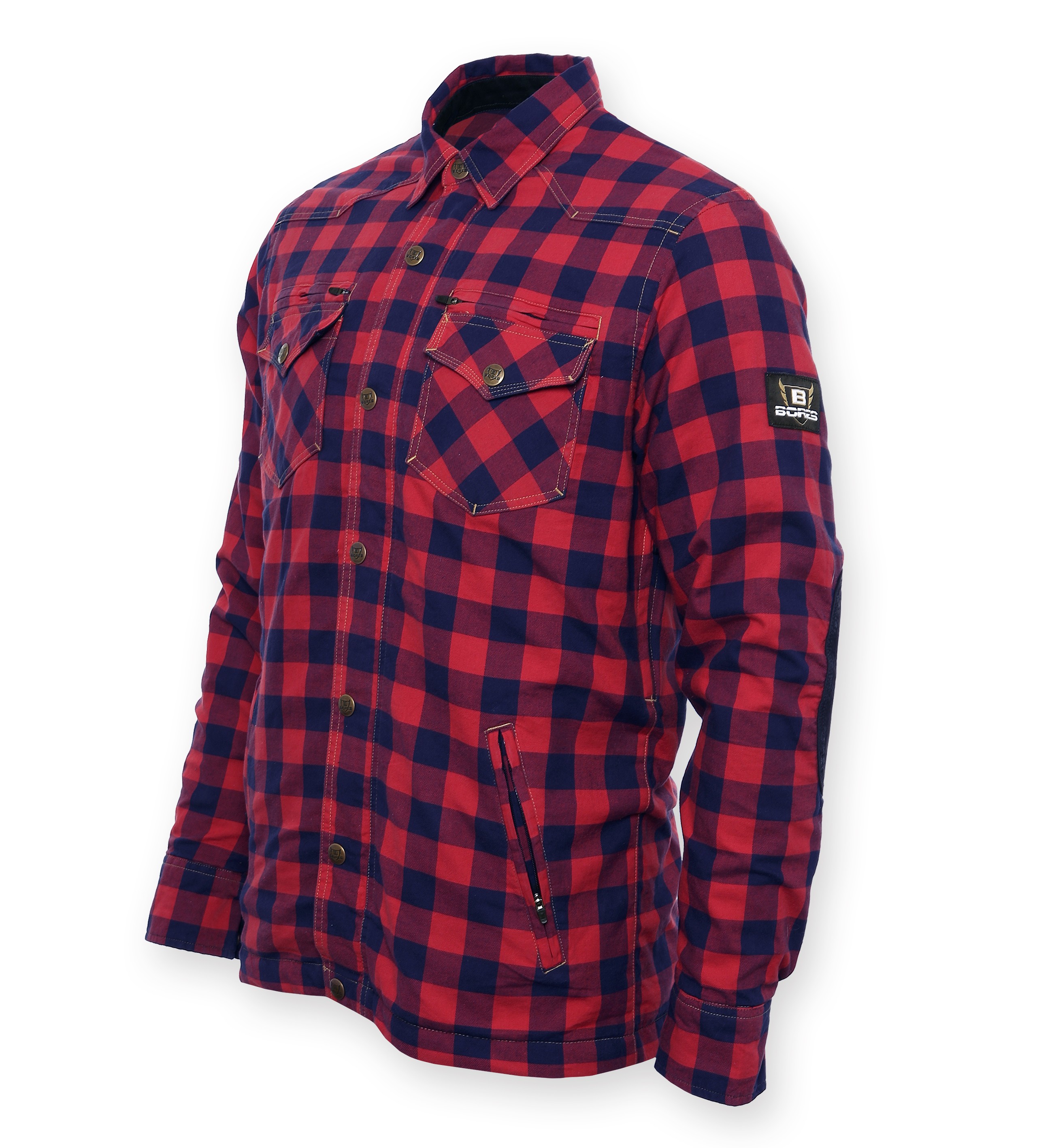 Bores Lumberjack Motorrad Hemd Herren - BorteXX Aramid - rot/blau