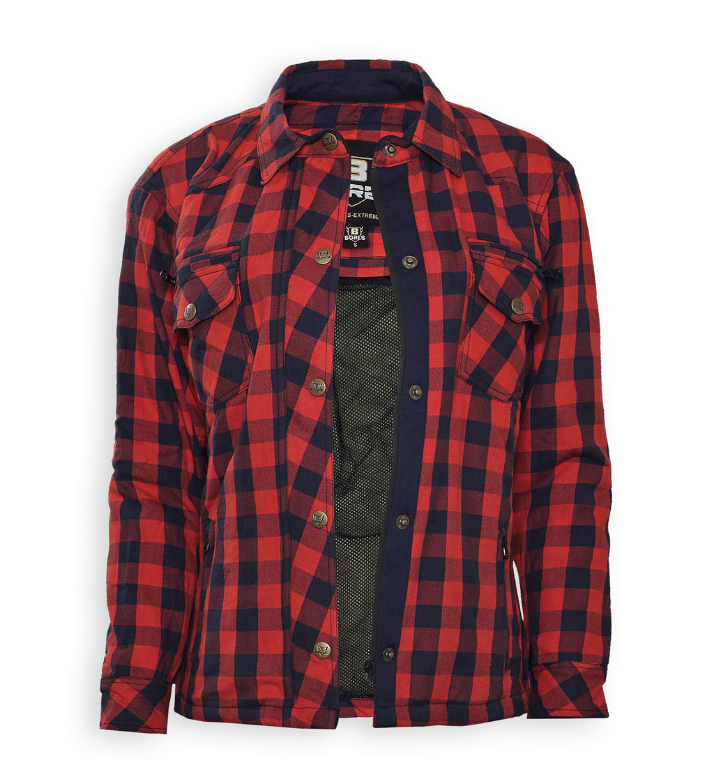Bores Lumberjack Motorradhemd Damen - PREMIUM - wasserabweisend rot/blau