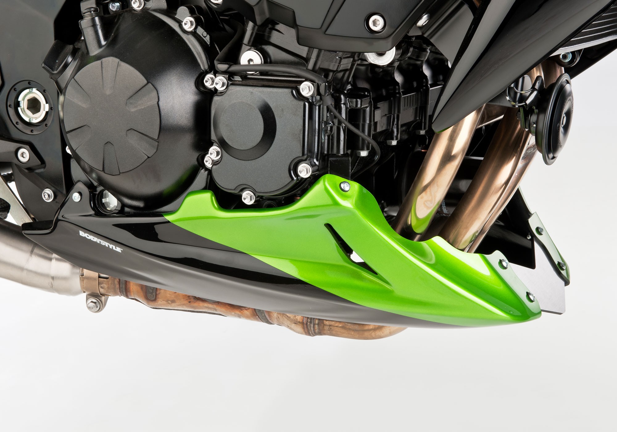 BODYSTYLE Sportsline Bugspoiler grün/schwarz Candy Lime Green, 17P/Ebony, H8 ABE passt für Kawasaki Z750R