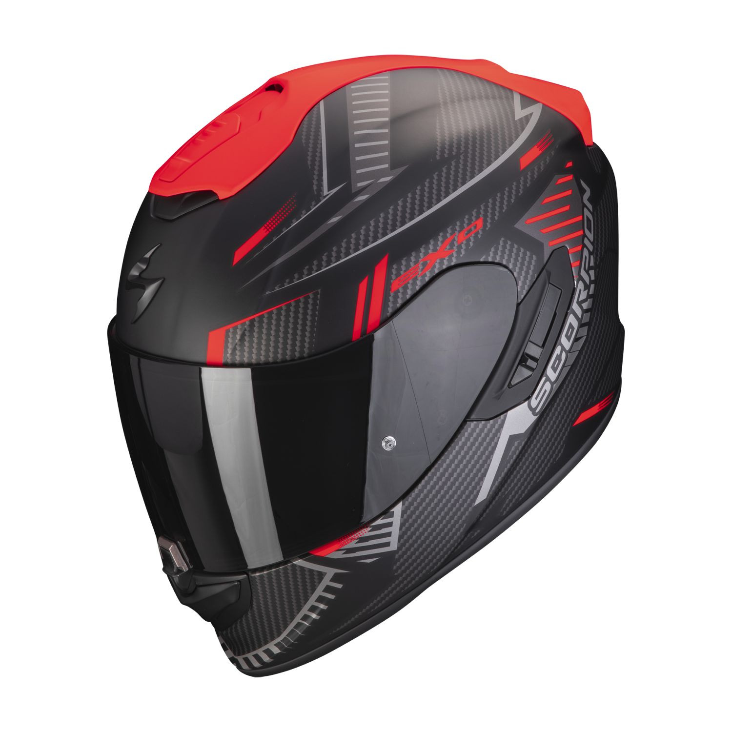 SCORPION Integralhelm EXO-1400 EVO AIR SHELL Mattschwarz Rot ECE R22.06