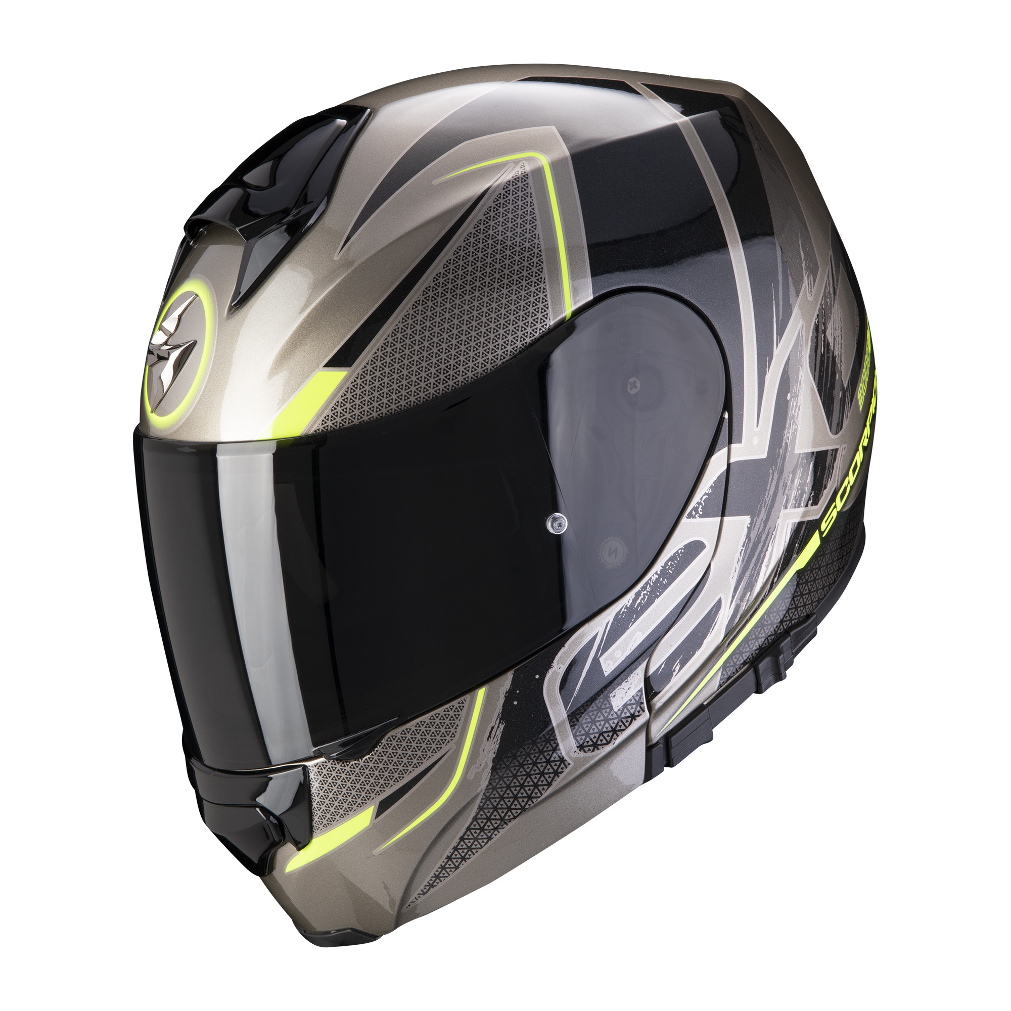 Scorpion Klapphelm EXO-3000 AIR CREED Titanium-Neon Gelb-Schwarz XS-2XL