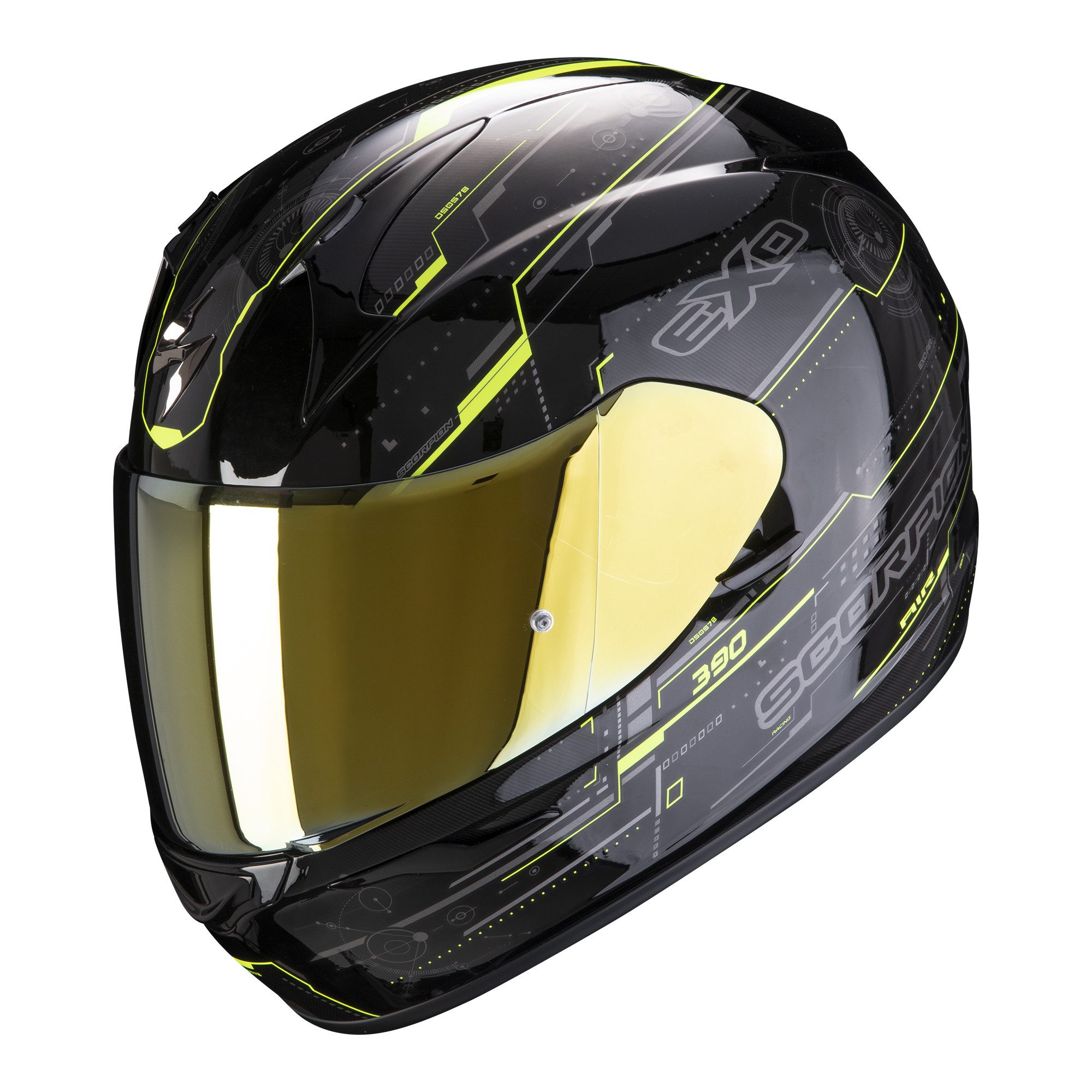 Scorpion Integral Helm EXO-390 BEAT Schwarz-Neon Gelb XS-2XL