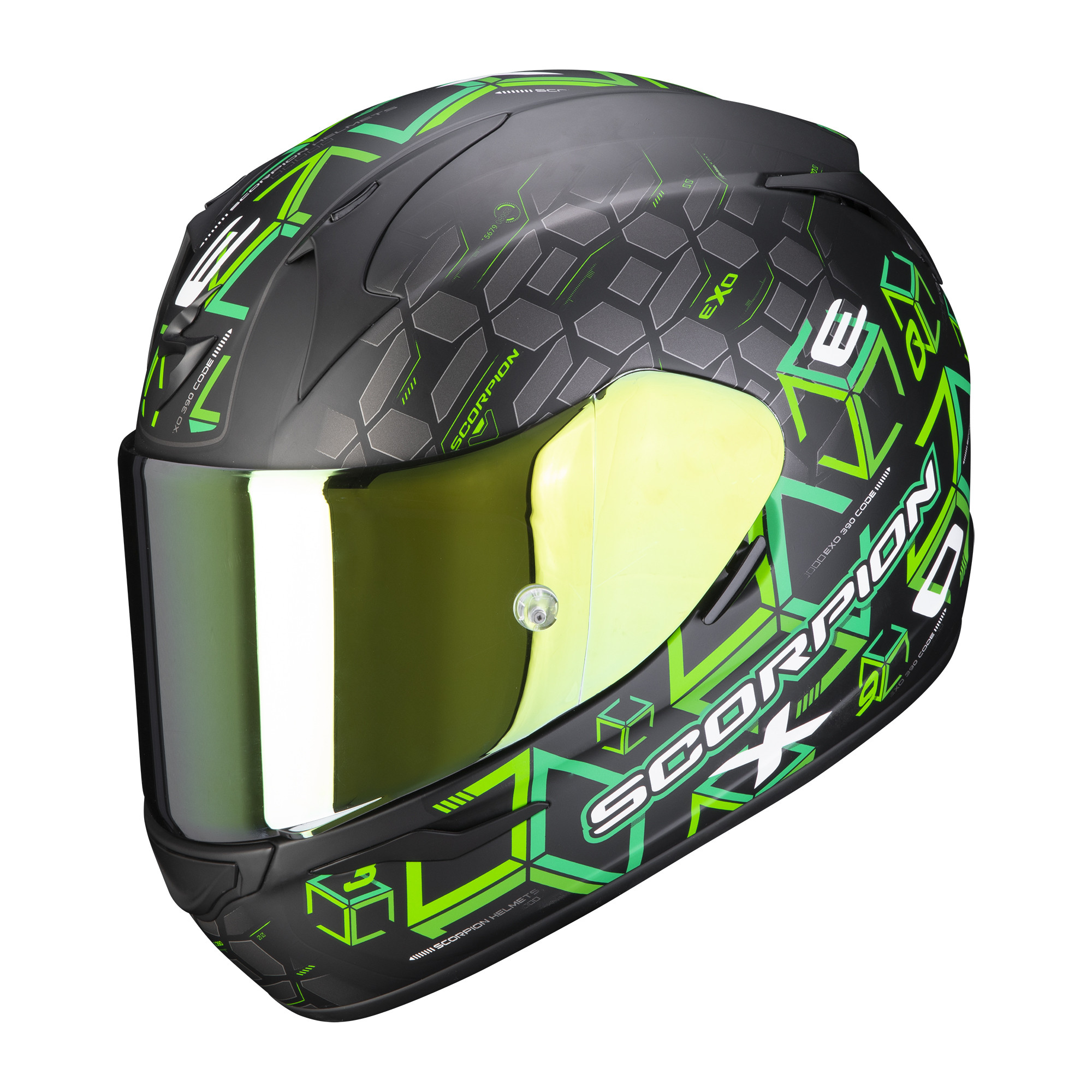 Scorpion Integral Helm EXO-390 CUBE Matt Schwarz-Grün XS-2XL