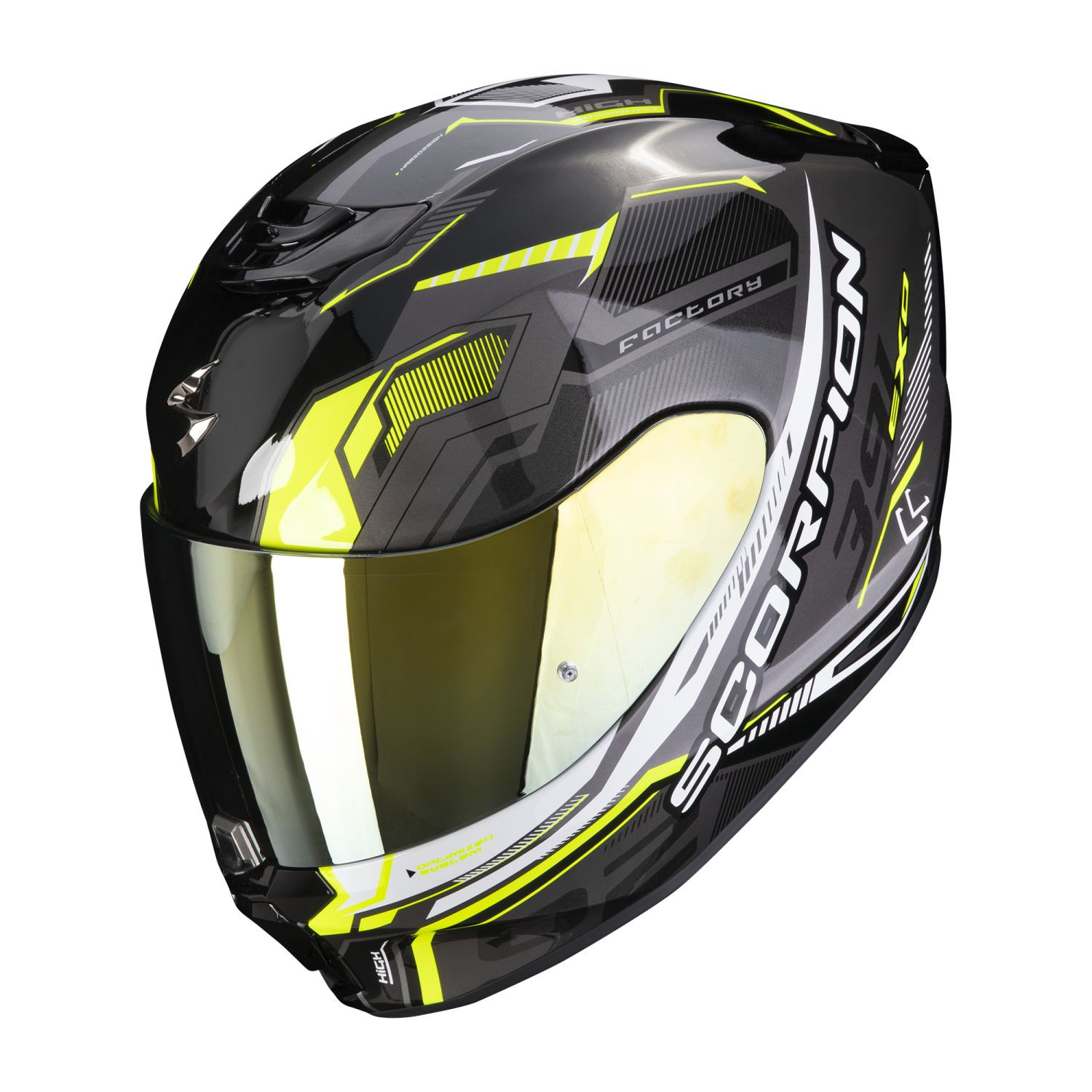 SCORPION Integralhelm EXO-391 HAUT Schwarz Silber Neon Gelb ECE R22.06