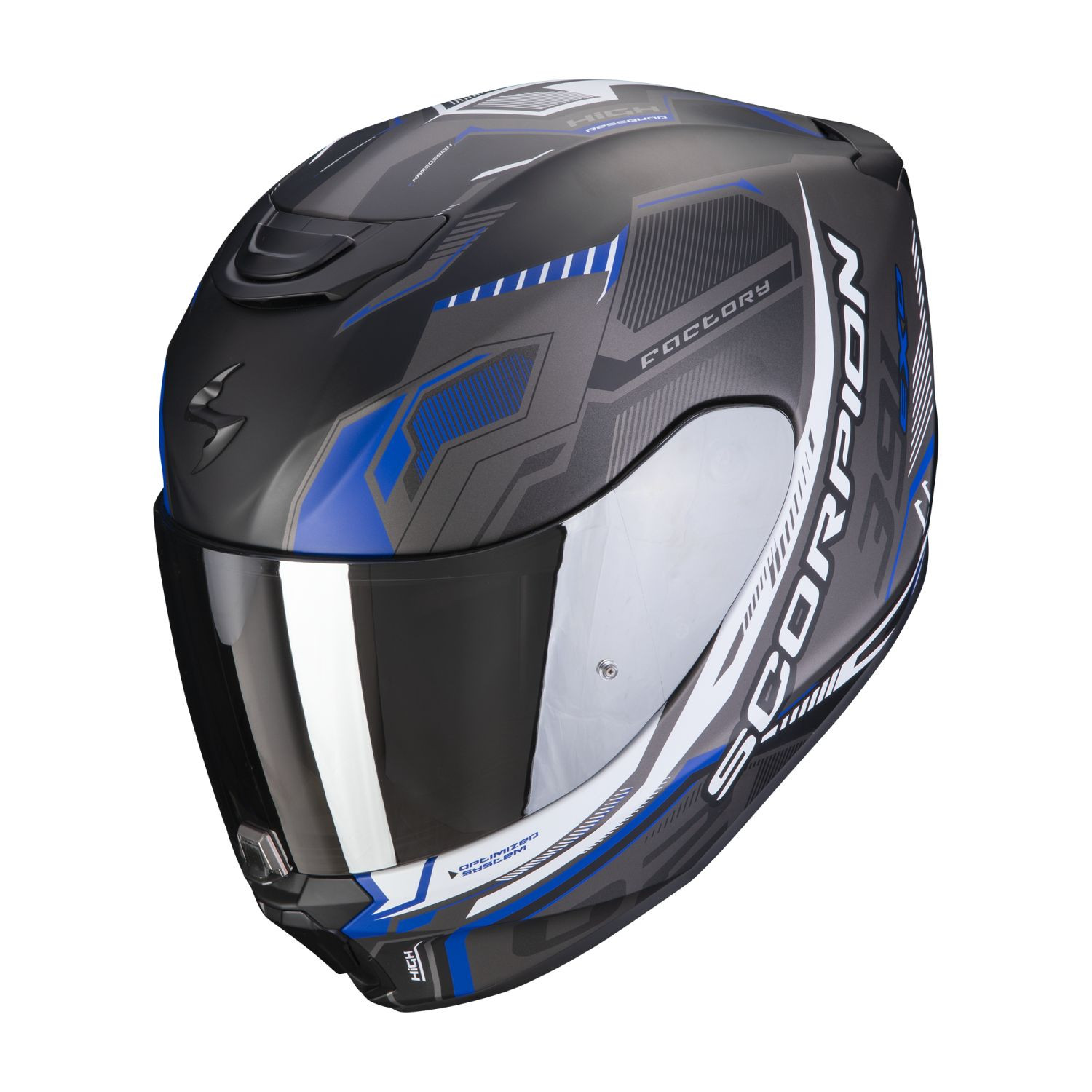 SCORPION Integralhelm EXO-391 HAUT Mattschwarz Silber Blau ECE R22.06