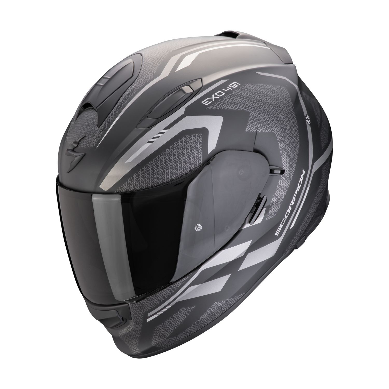 SCORPION Integralhelm EXO-491 KRIPTA Mattschwarz Silber ECE R22.06