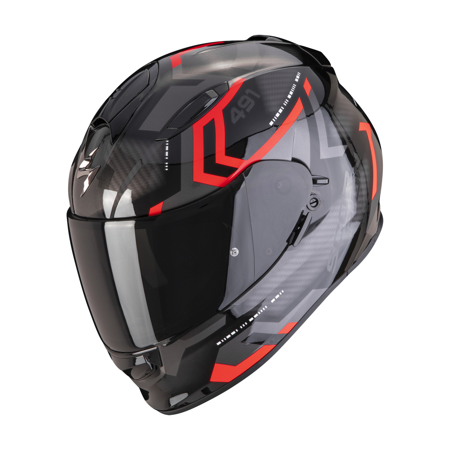 SCORPION Integralhelm EXO-491 SPIN Schwarz Rot ECE R22.06