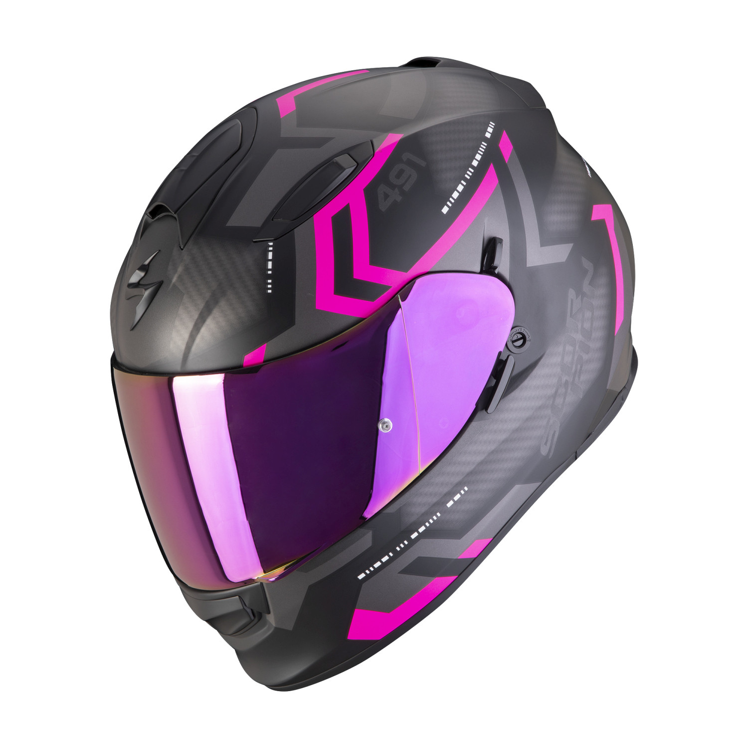 SCORPION Integralhelm EXO-491 SPIN Mattschwarz Rosa ECE R22.06