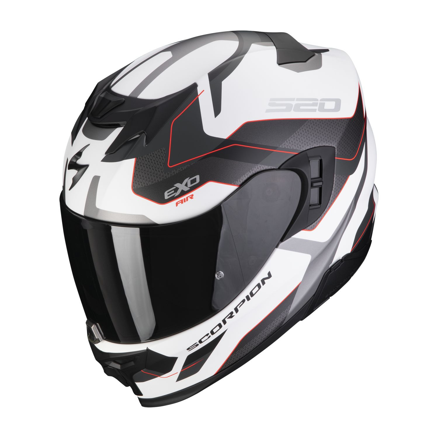 SCORPION Integralhelm EXO-520 EVO AIR ELAN Matt Weiss Silber Rot ECE R22.06
