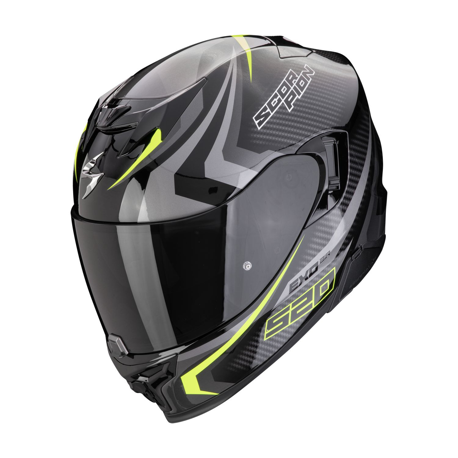 SCORPION Integralhelm EXO-520 EVO AIR TERRA Schwarz Silber Neon gelb ECE R22.06