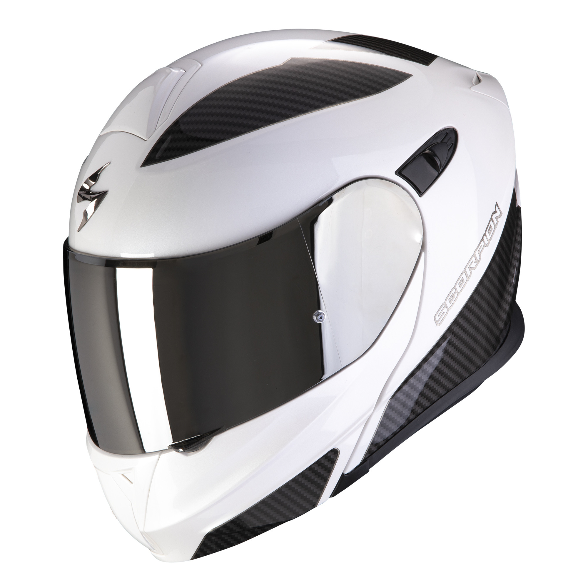 Scorpion Klapphelm EXO-920 FLUX Perlmutt Weiss-Silber XS-2XL