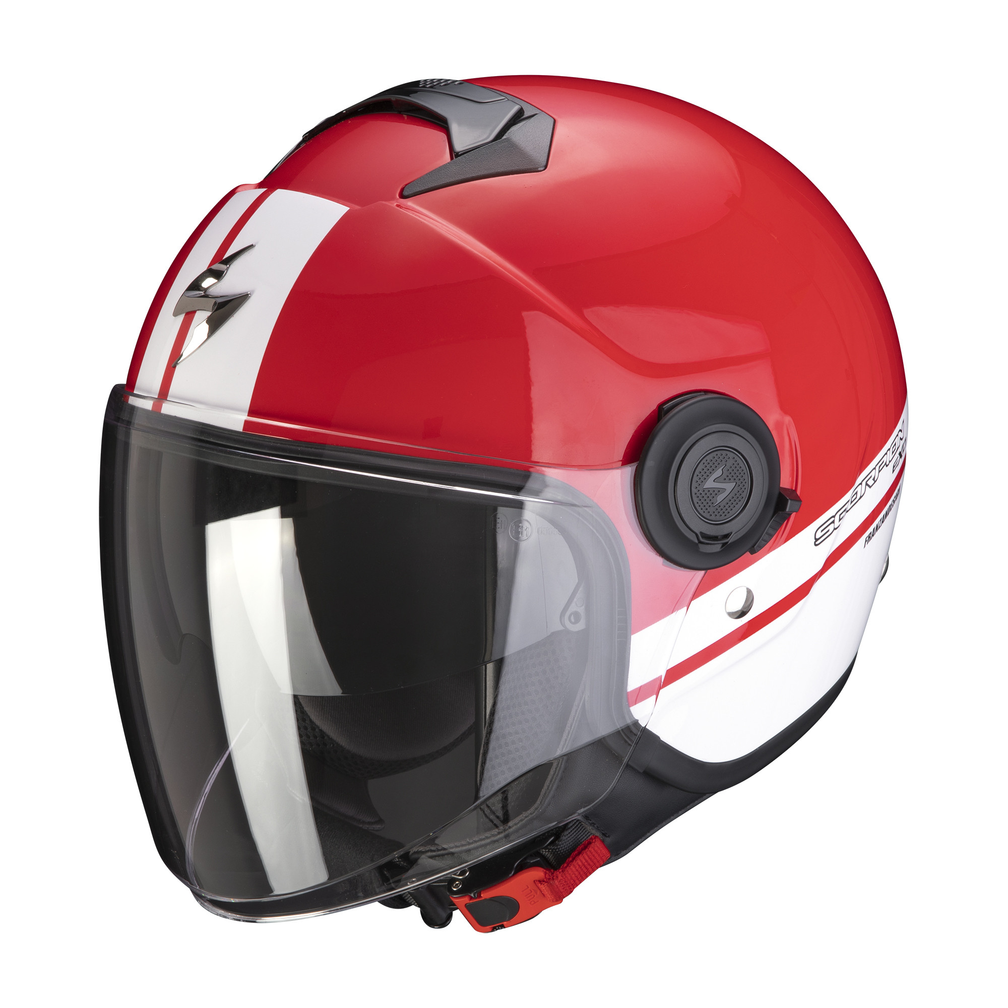 Scorpion Jet Helm EXO-CITY STRADA Weiss-Silber-Rot XS-2XL