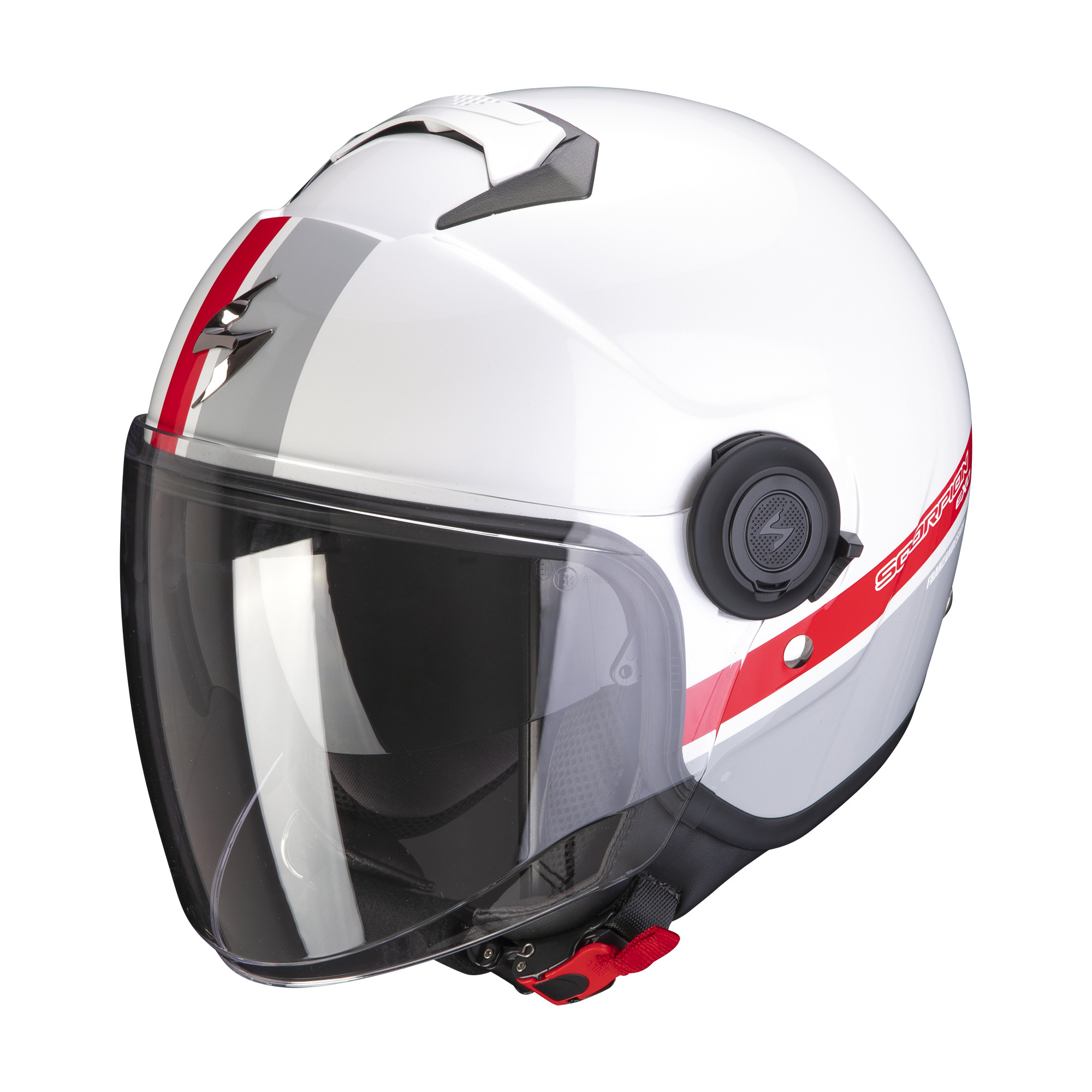 Scorpion Jet Helm EXO-CITY STRADA Rot-Weiss-Weiss XS-2XL