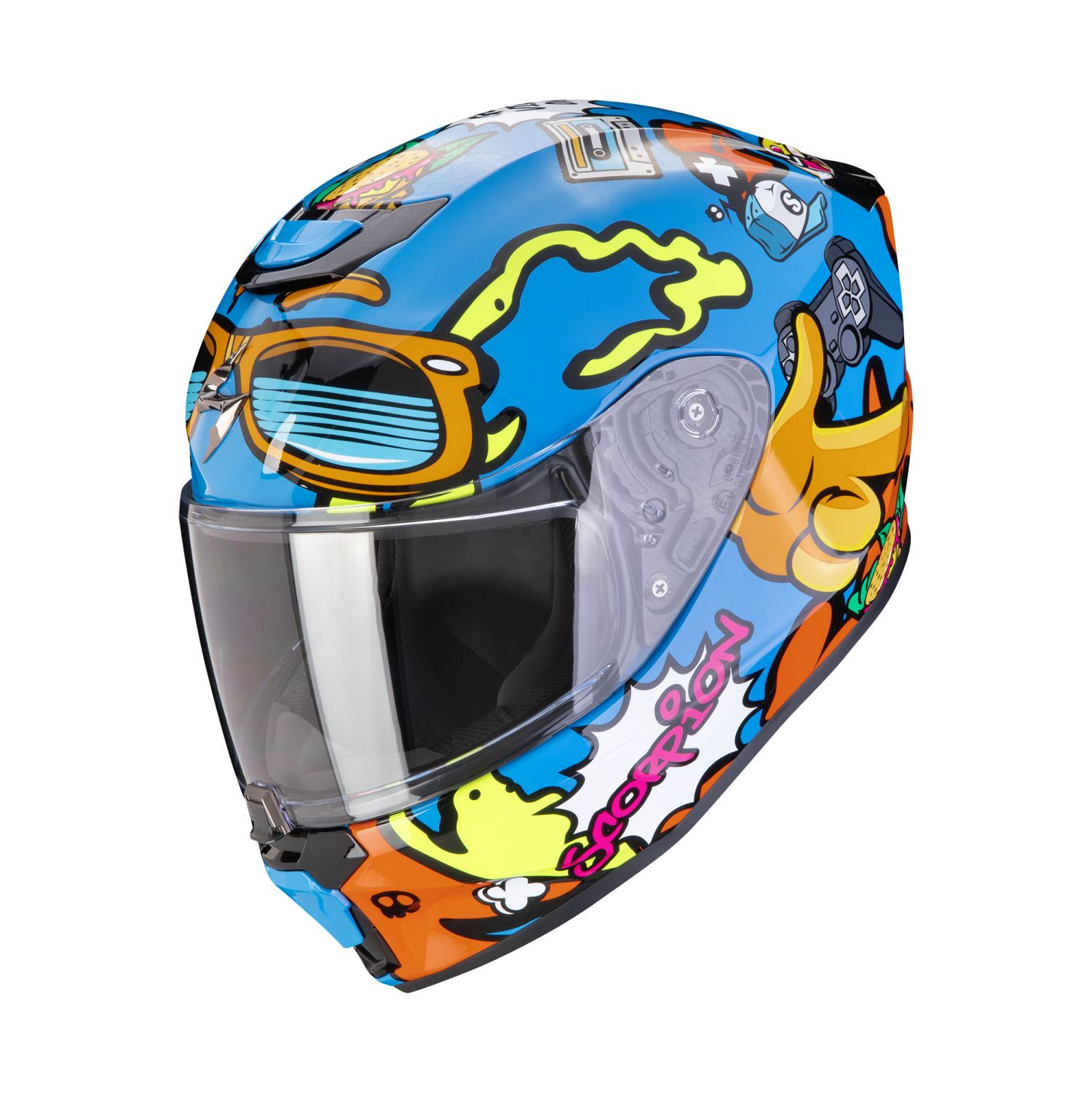 SCORPION Integralhelm EXO-JNR FUN Blau Orange ECE R22.06