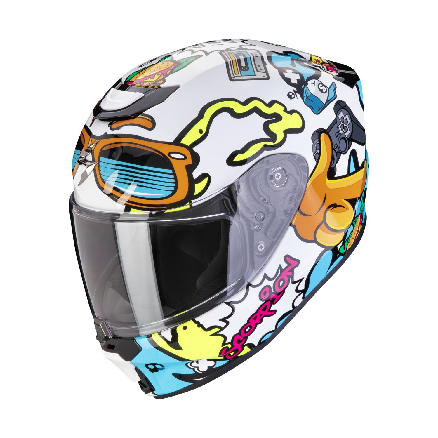 SCORPION Integralhelm EXO-JNR FUN Weiss Blau ECE R22.06