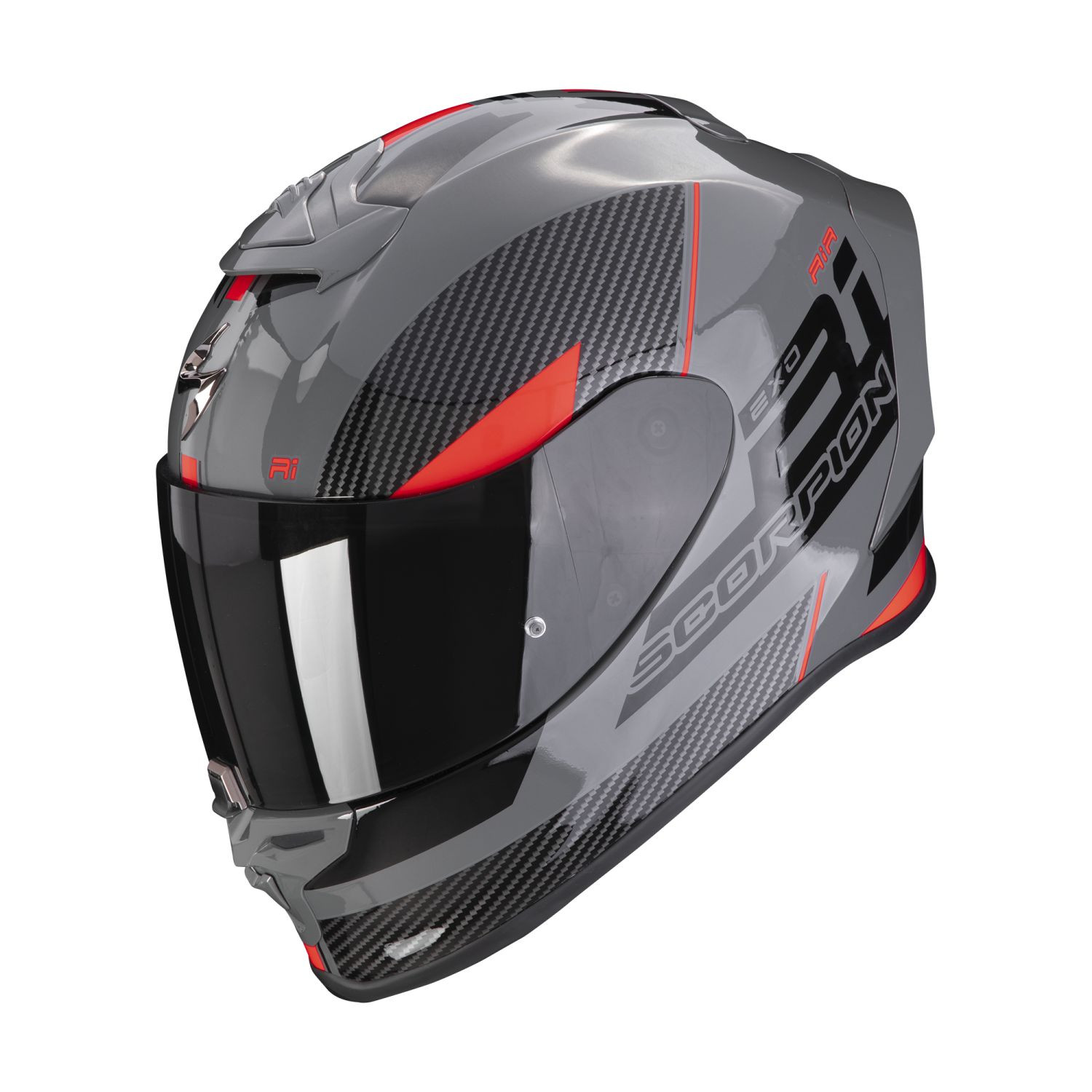 SCORPION Integralhelm EXO-R1 EVO AIR FINAL Grau Schwarz Rot ECE R22.06