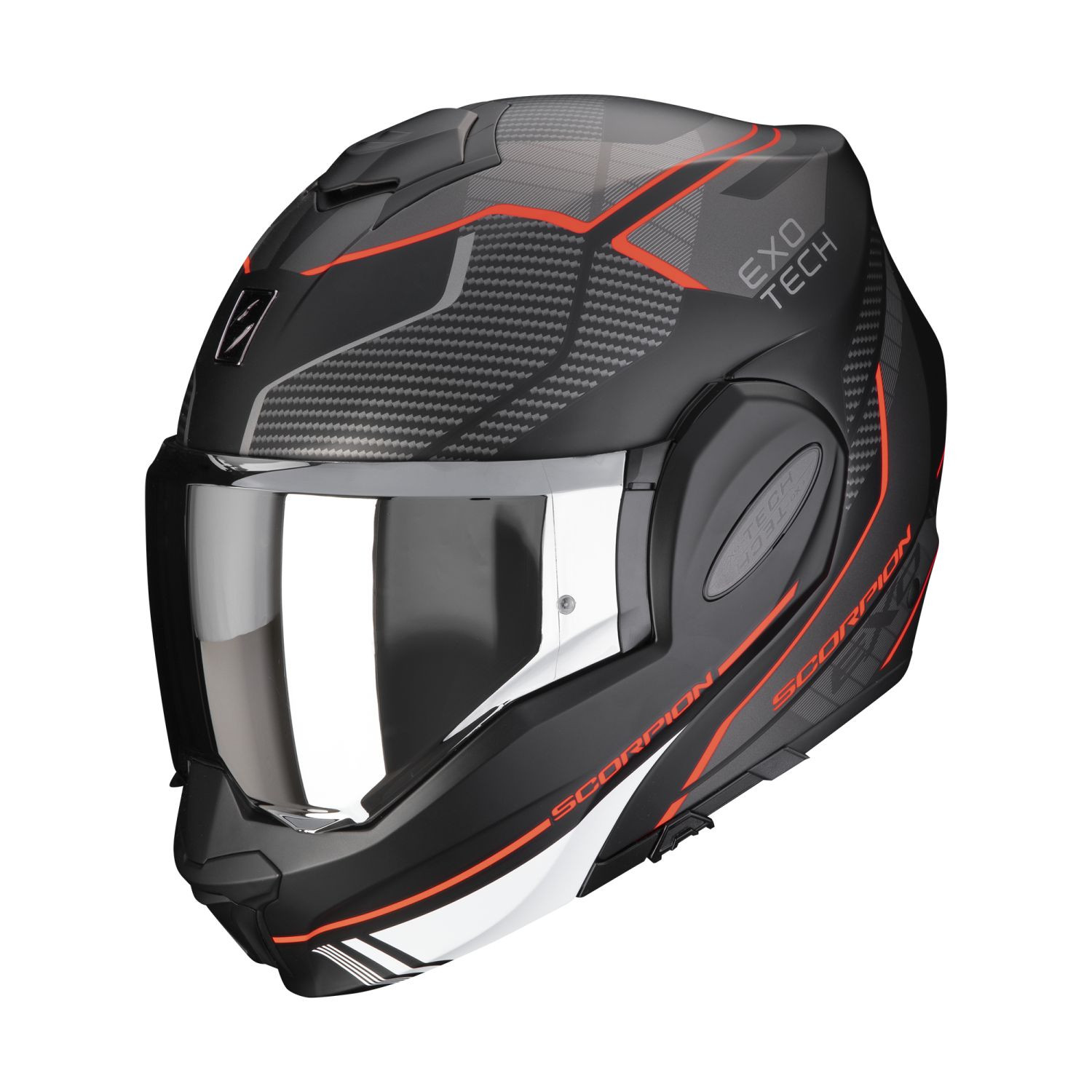 SCORPION Klapphelm EXO-TECH EVO ANIMO Mattschwarz Rot ECE R22.06