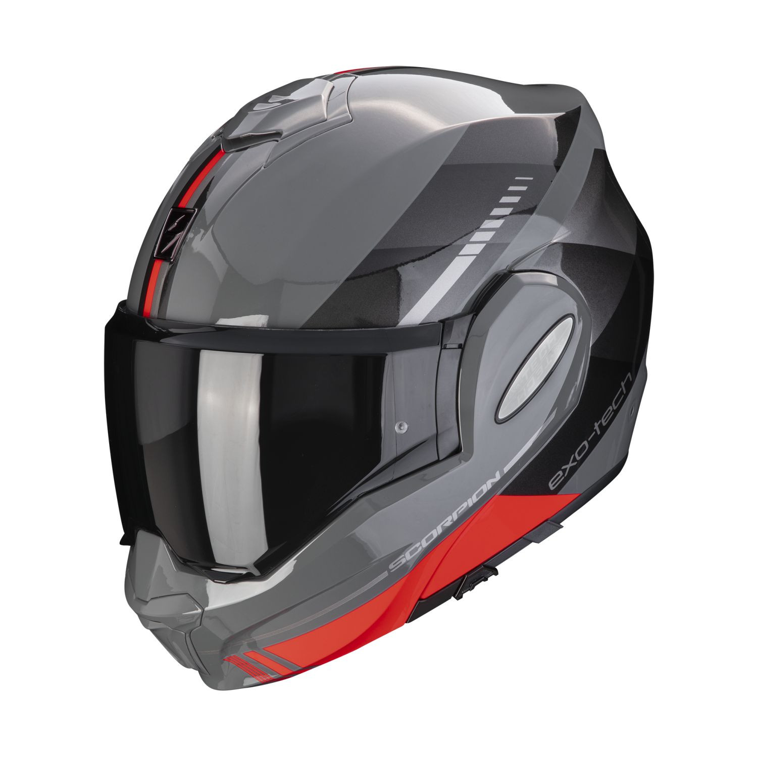 SCORPION Klapphelm EXO-TECH EVO GENRE Grau Schwarz Rot ECE R22.06