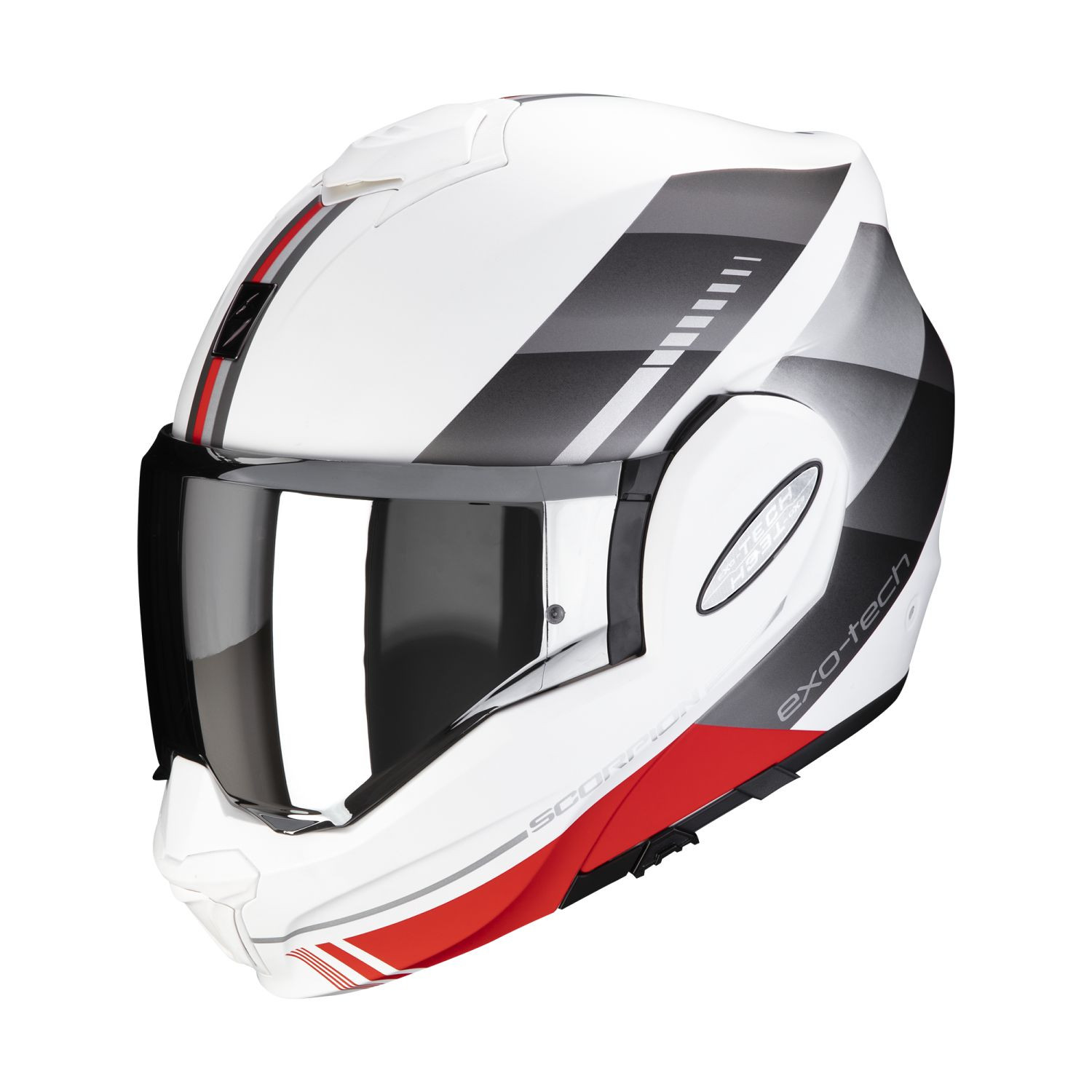 SCORPION Klapphelm EXO-TECH EVO GENRE Matt Weiss Silber Rot ECE R22.06