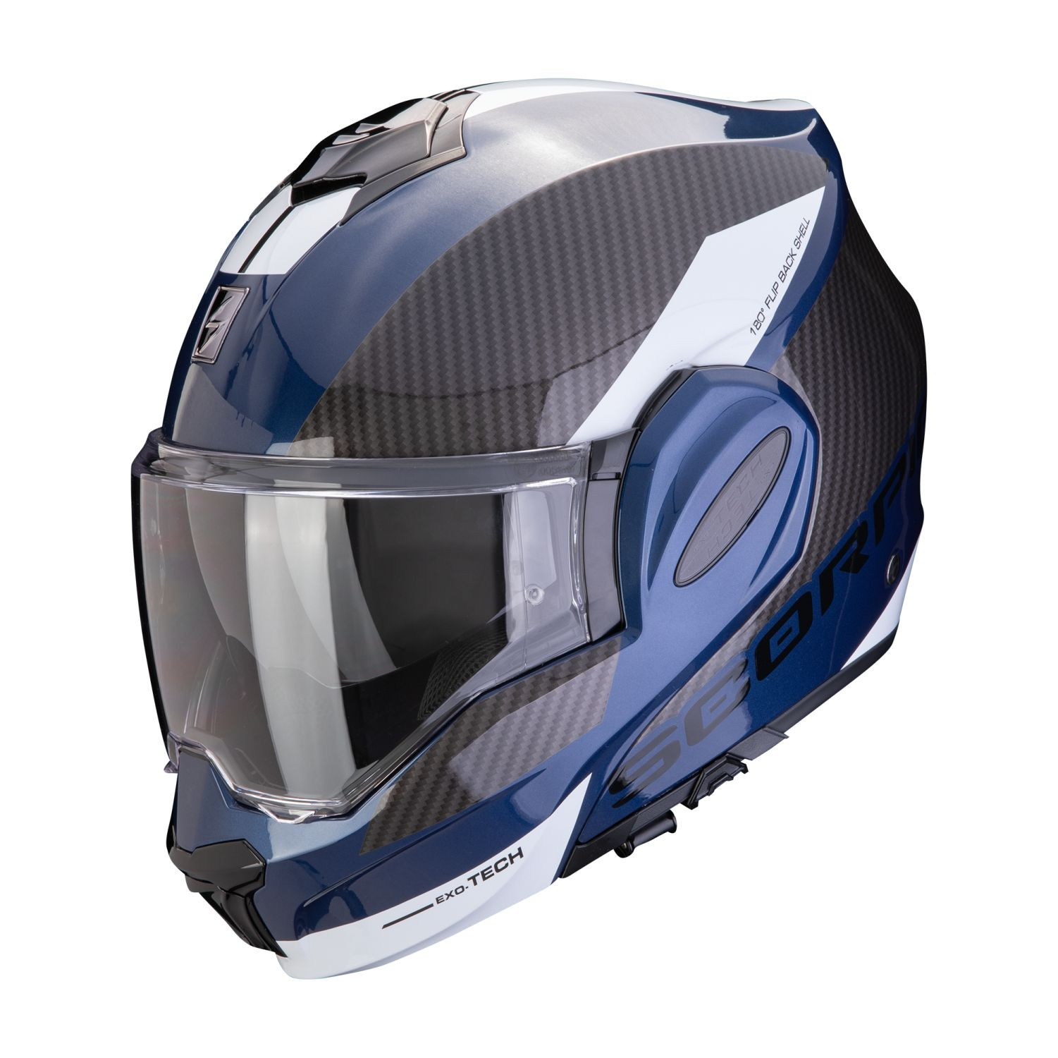 SCORPION Klapphelm EXO-TECH EVO TEAM Blau Schwarz Weiss ECE R22.06