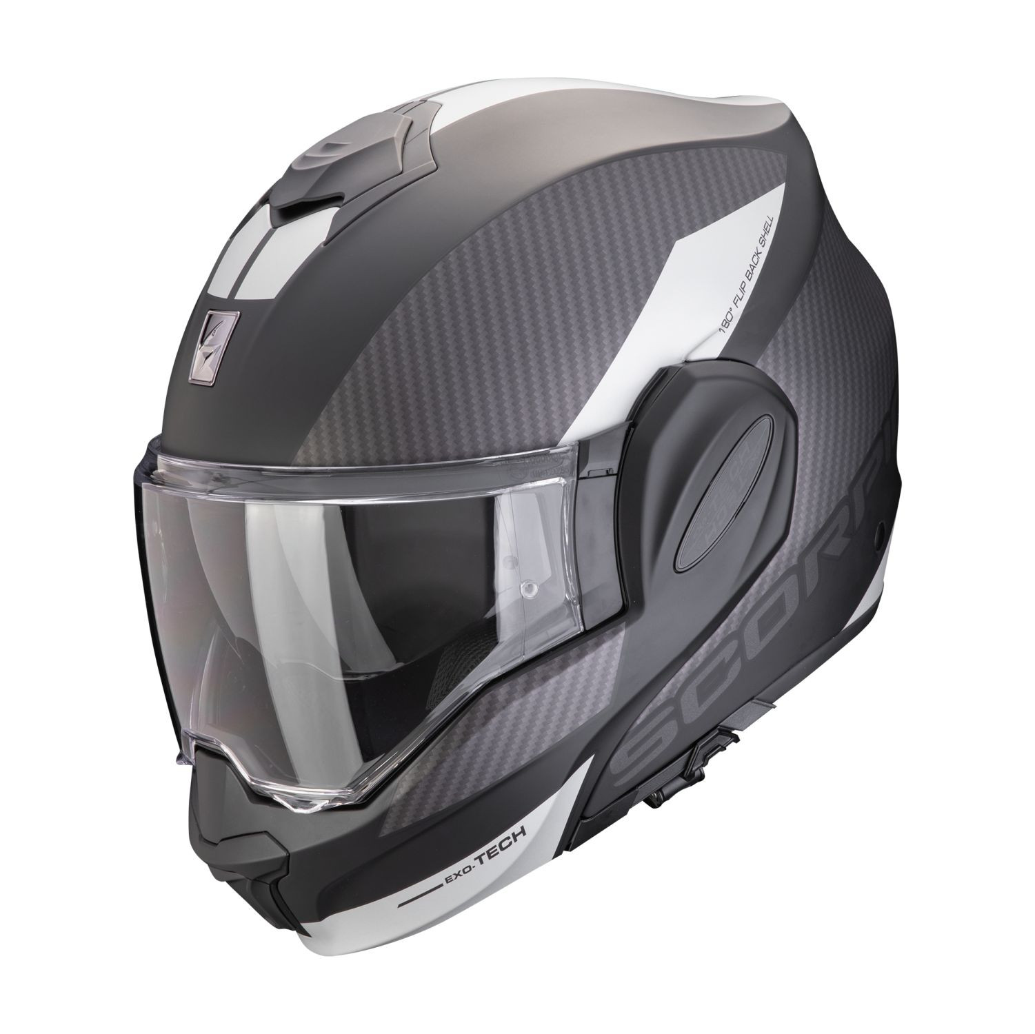 SCORPION Klapphelm EXO-TECH EVO TEAM Mattschwarz Silber ECE R22.06