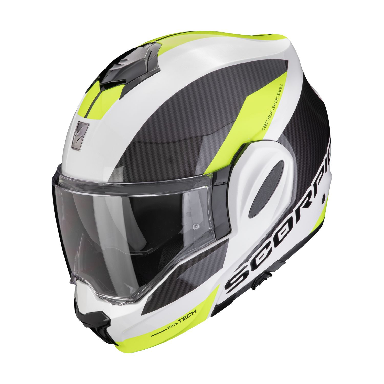 SCORPION Klapphelm EXO-TECH EVO TEAM Weiss Neon Gelb ECE R22.06