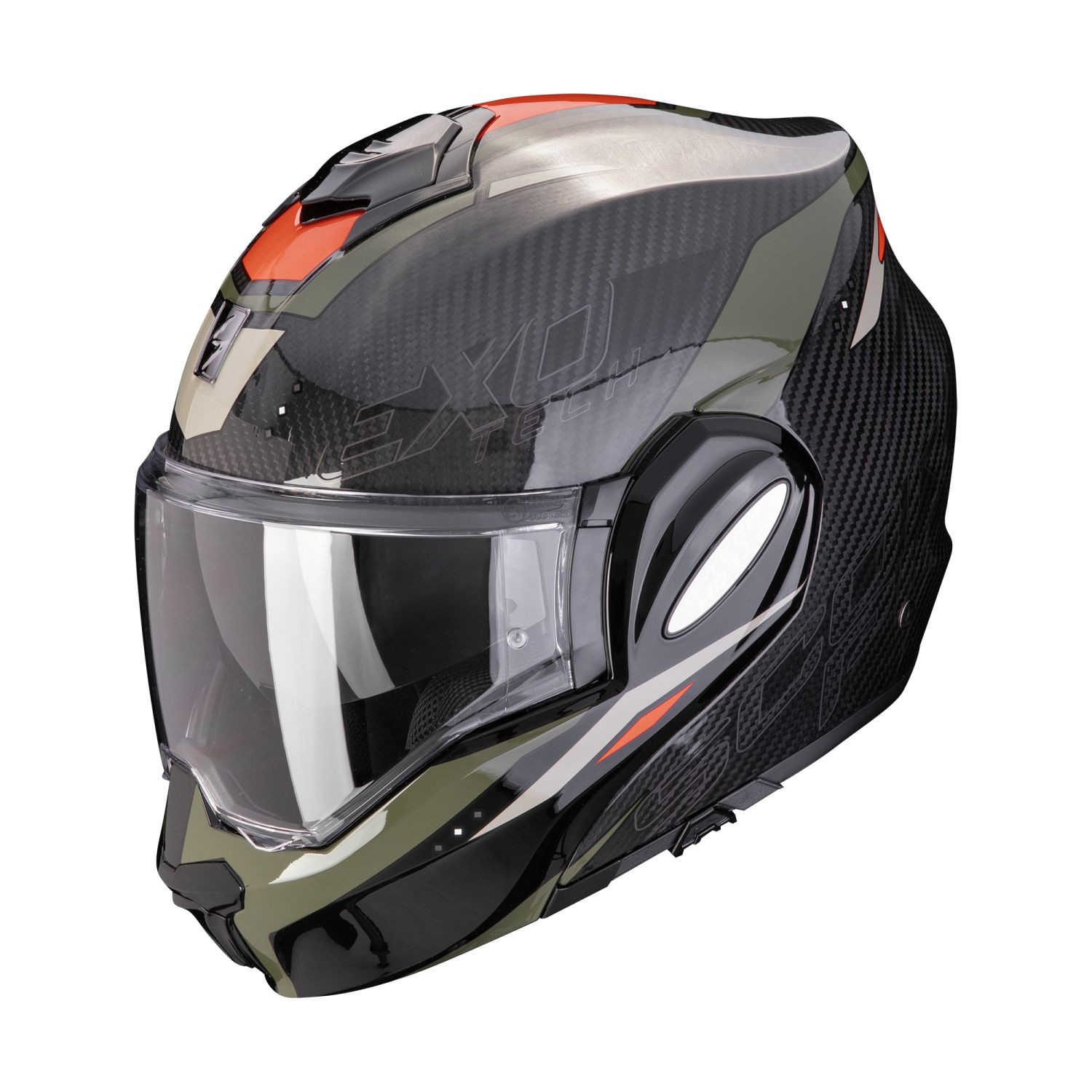 SCORPION Klapphelm EXO-TECH EVO CARBON ROVER Schwarz Grün ECE R22.06