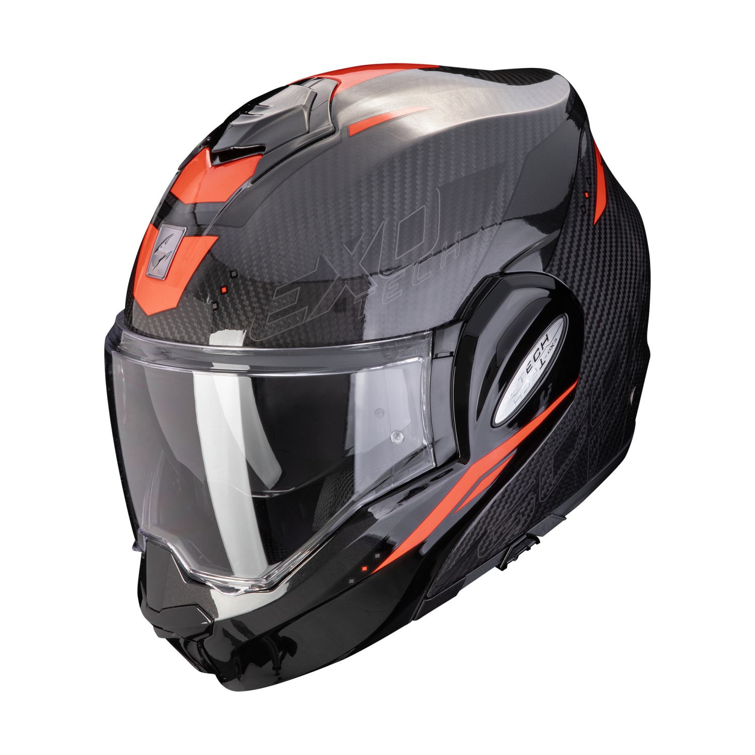 SCORPION Klapphelm EXO-TECH EVO CARBON ROVER Schwarz Rot ECE R22.06