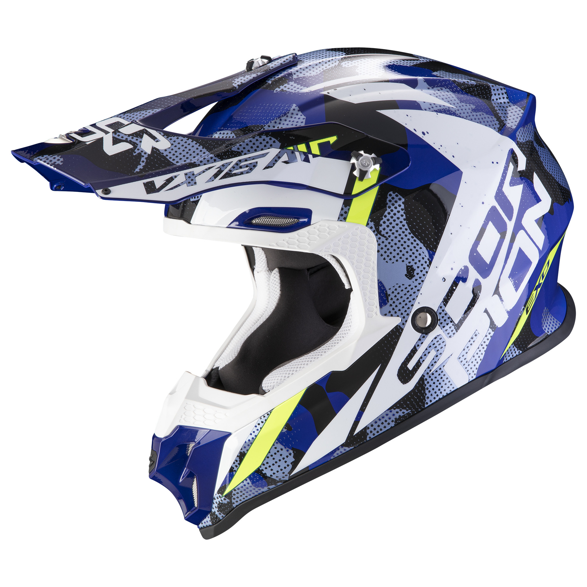 Scorpion Moto Cross Helm VX-16 AIR WAKA Schwarz-Weiss-Blau XS-2XL