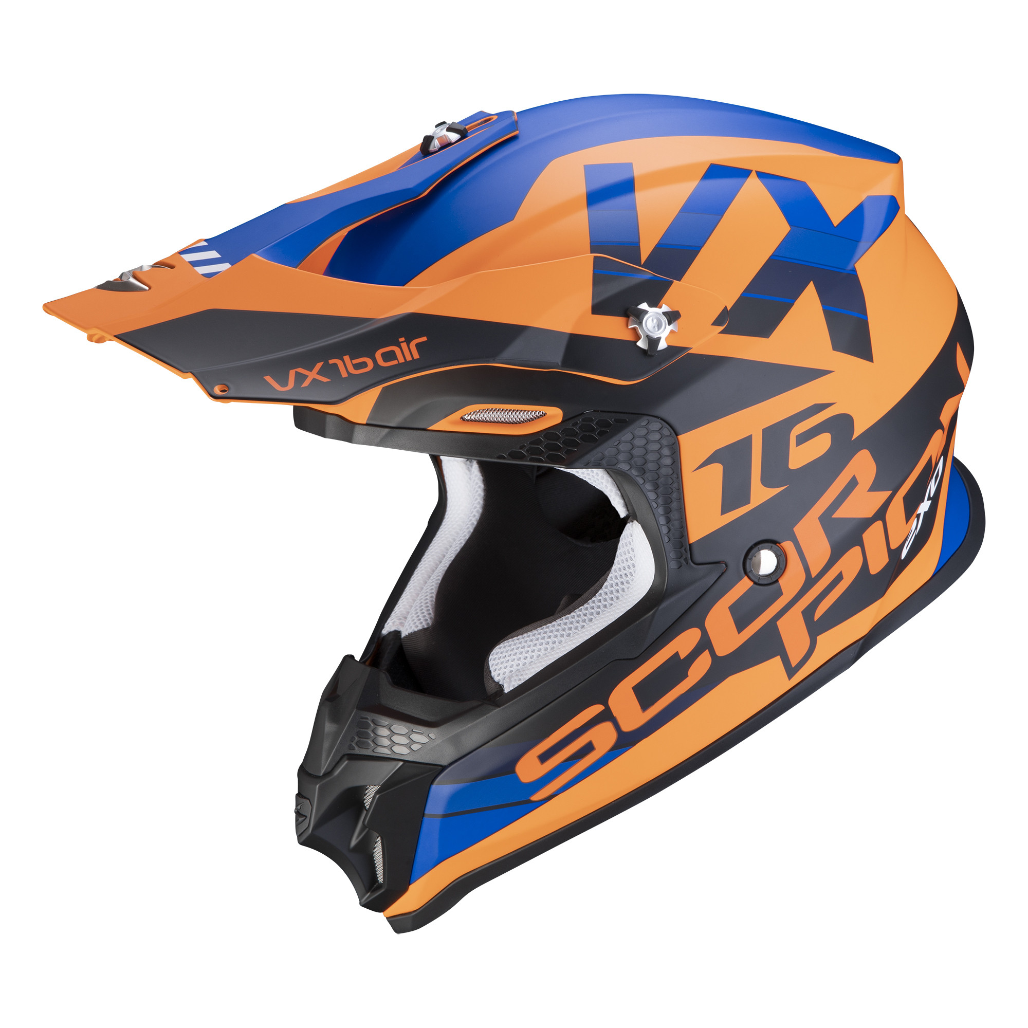 Scorpion Moto Cross Helm VX-16 AIR X-TURN Matt Orange-Blau XS-2XL