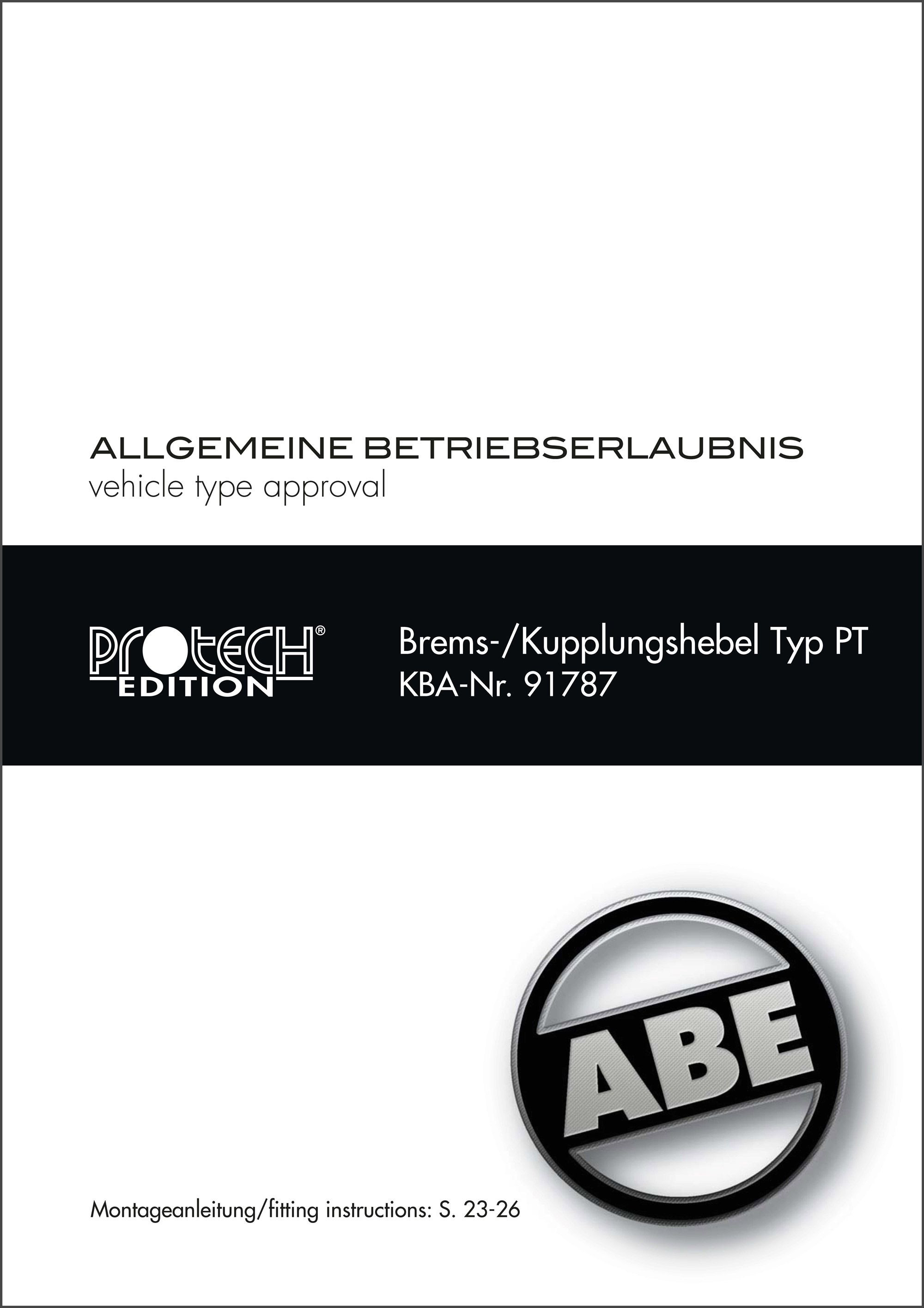 ABE Brems-/Kupplungshebel Typ PT 