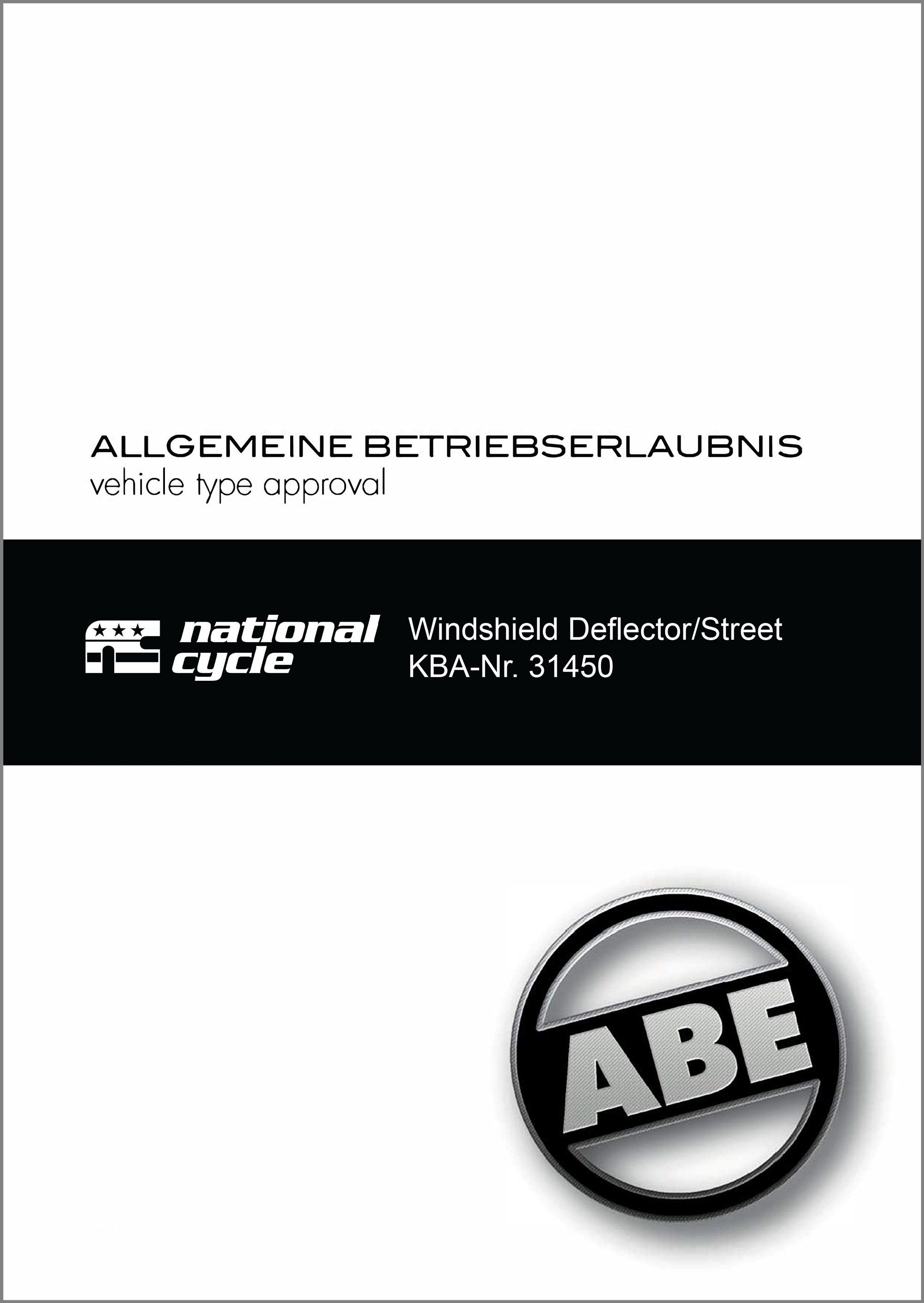 ABE WS Deflector/Street KBA-Nr. 31450