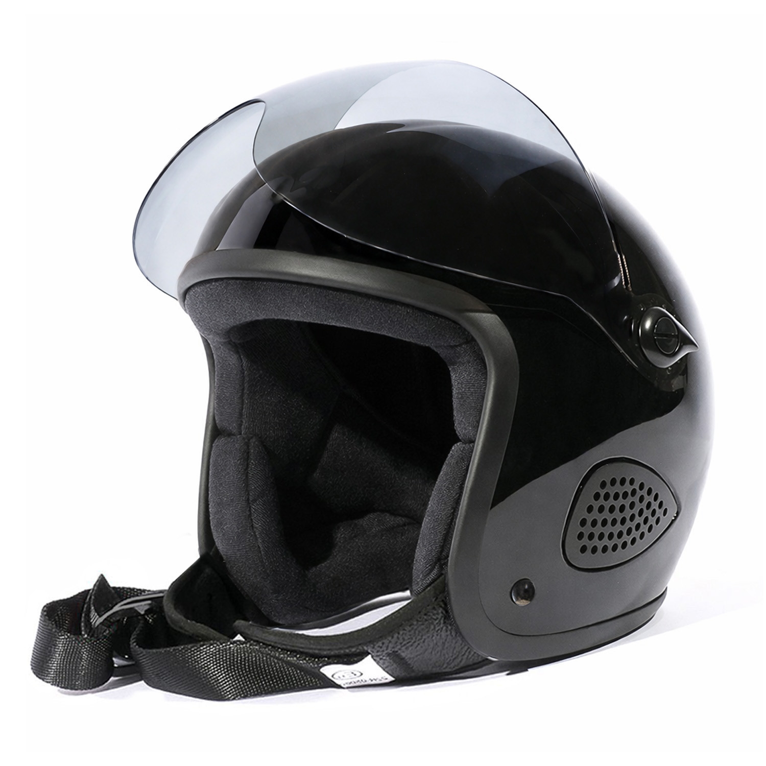 Bores Gensler KULT EVO Motorrad Jethelm mit Visier ECE 22.06 Schwarz Glanz