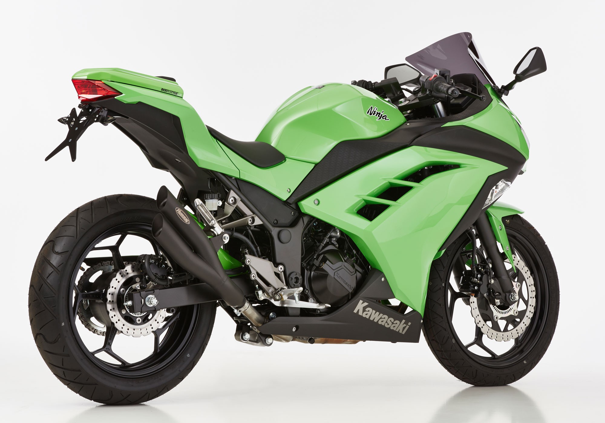 HURRIC Pro 2 Auspuff schwarz-matt EG-BE passt für Kawasaki Z300, Ninja 300