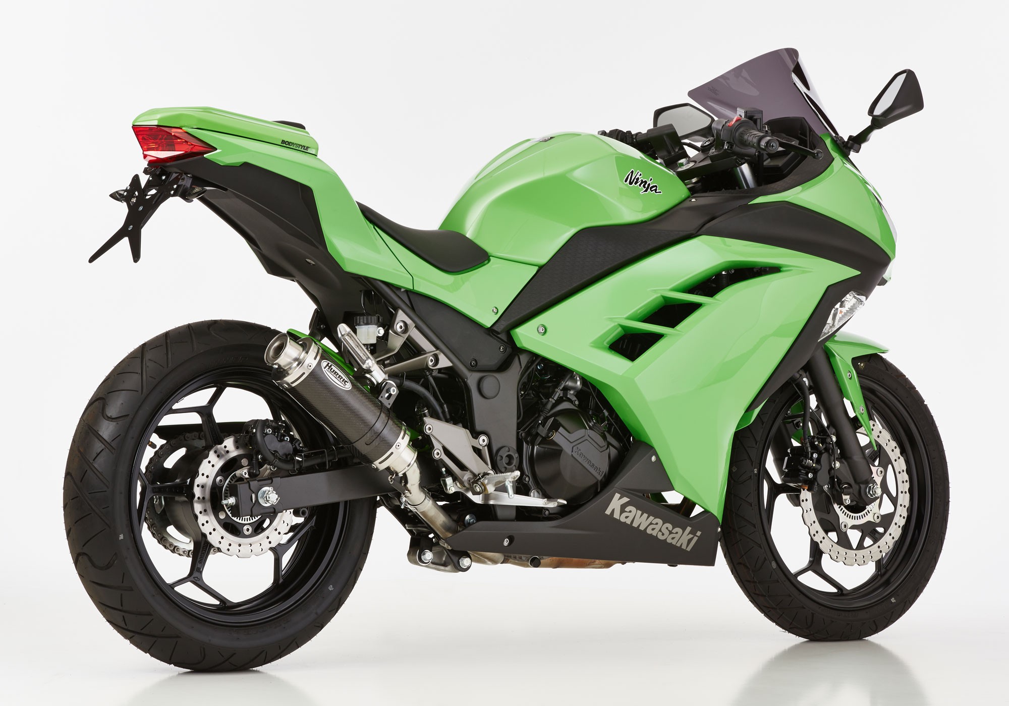 HURRIC Supersport Auspuff Short Carbon EG-BE passt für Kawasaki Z300, Ninja 300