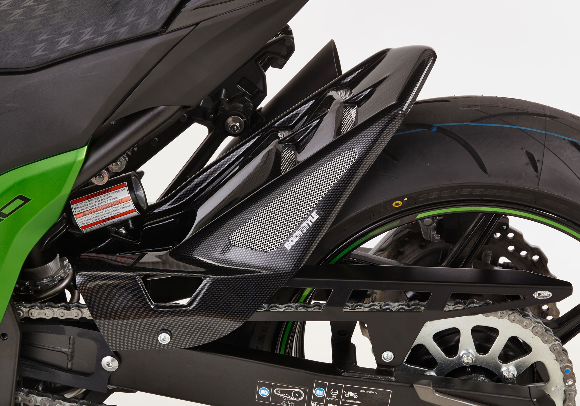 BODYSTYLE Raceline Hinterradabdeckung Carbon Look ABE passt für Kawasaki Z650, Ninja 650
