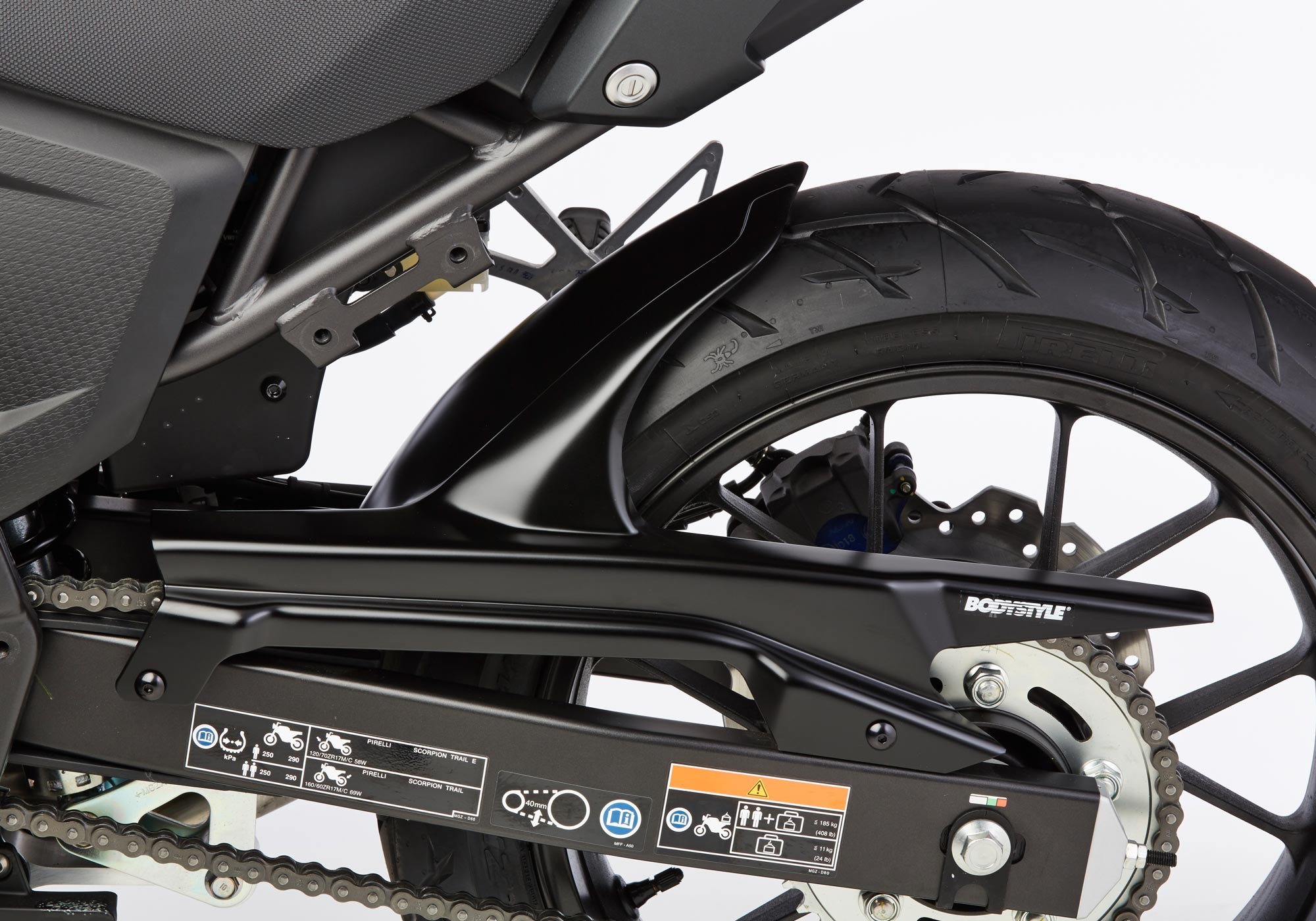 BODYSTYLE Sportsline Black Hinterradabdeckung schwarz-matt ABE passt für Honda CB500F, CBR500R & F