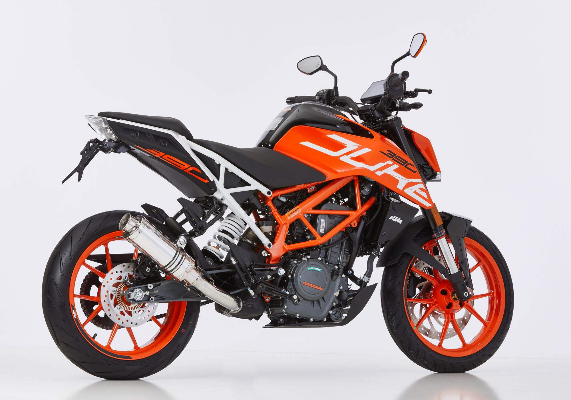 HURRIC Supersport Auspuff Short silber EG-BE passt für KTM RC 125, 390, 125, 390, 250 Duke