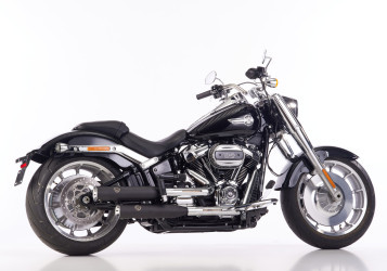 FALCON Double Groove Auspuff schwarz-matt EG-BE e24 00410H passt für HARLEY DAVI