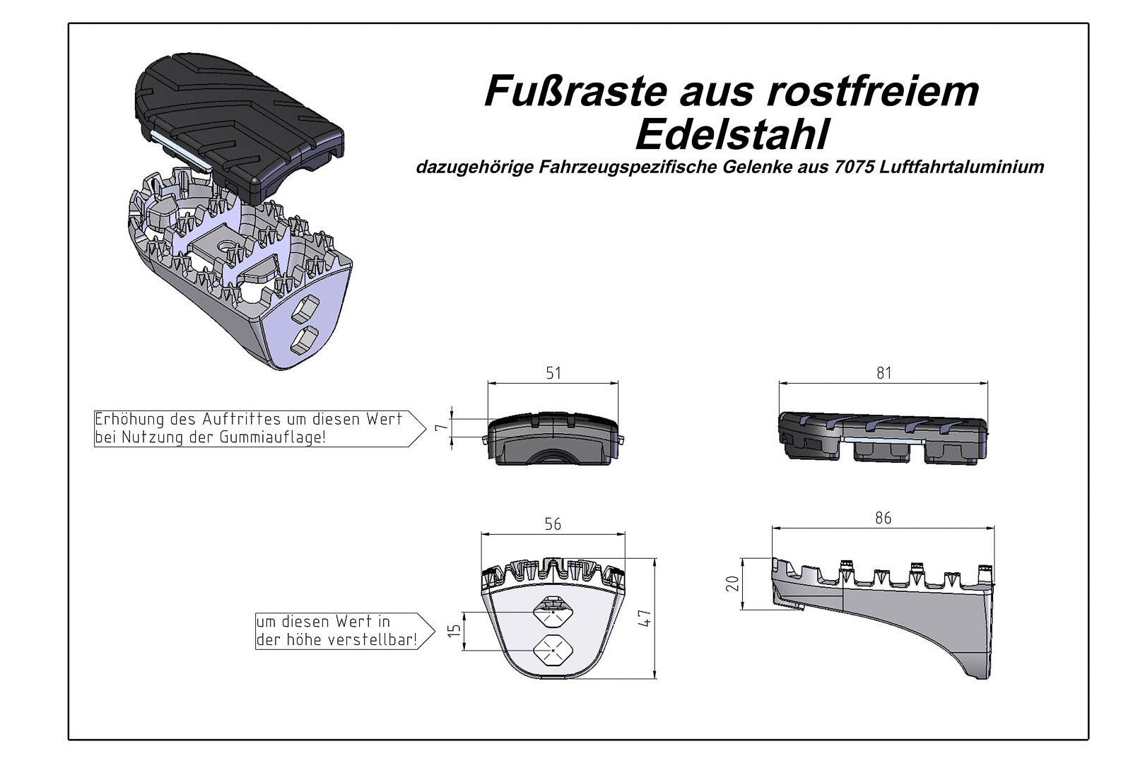 SW-Motech ION Fußrasten-Kit Honda XRV 650/750(87-03) XL600V(87-99) CRF1000L. Kit