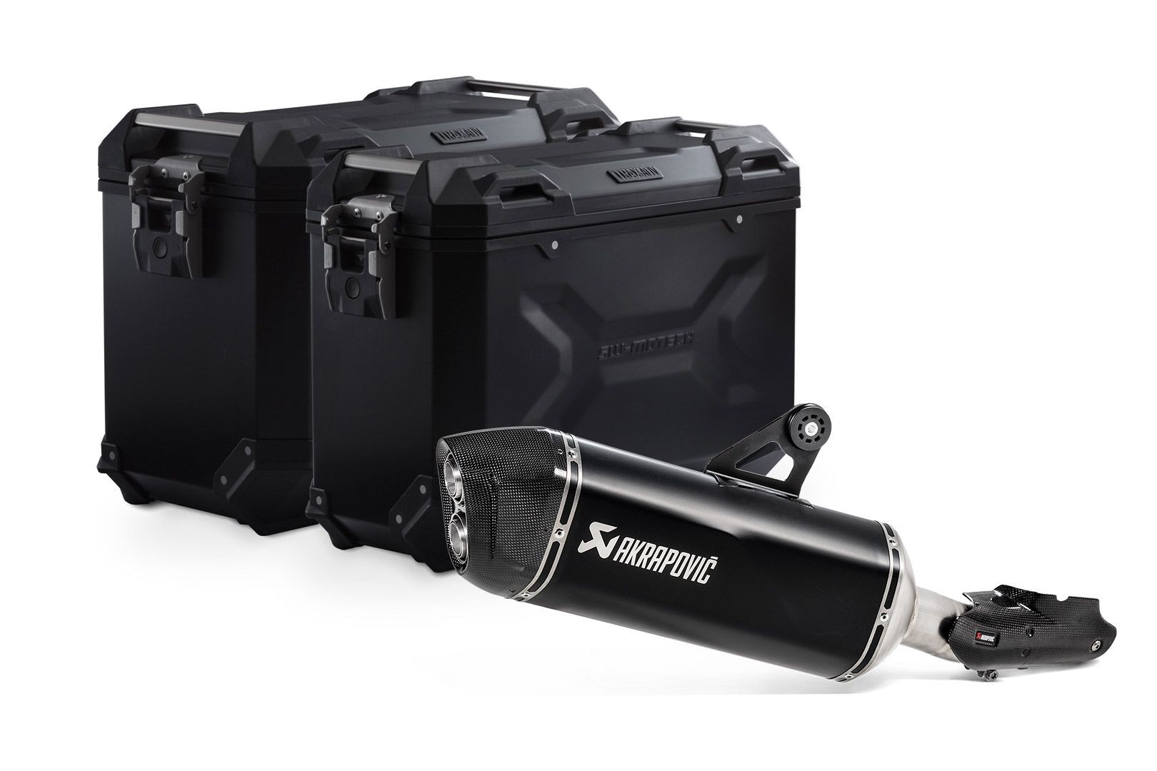 SW-Motech TRAX ADV Alukoffer-System + Akrapovic Schwarz 45/37l  passt für BMW R 1250 GS/Adv/Rallye(18-)