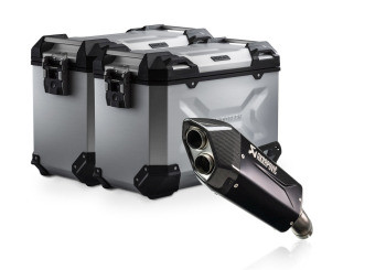 SW-Motech TRAX ADV Alukoffer-System + Akrapovic Silbern 45/45l  passt für BMW R 1300 GS(23-)