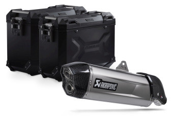 SW-Motech TRAX ADV Alukoffer-System + Akrapovic Schwarz 45/37l  passt für Aprilia Tuareg 660(21-)