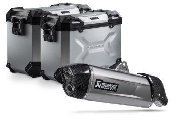 SW-Motech TRAX ADV Alukoffer-System + Akrapovic Silbern 45/37l  passt für Aprilia Tuareg 660(21-)
