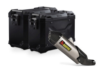 SW-Motech TRAX ADV Alukoffer-System + Akrapovic Schwarz 45/37l  passt für Ducati DesertX(22-)