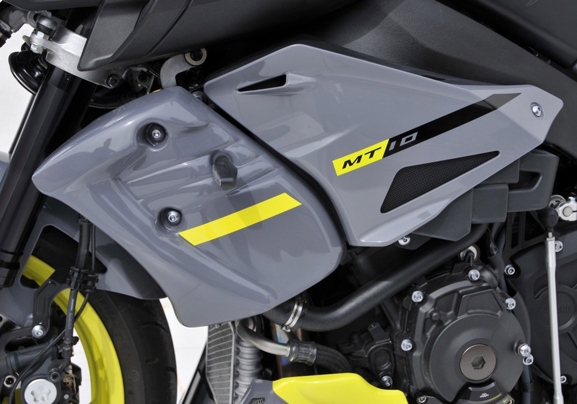 BODYSTYLE Sportsline Kühlerseitenverkleidung grau/gelb Night Fluo passt für Yamaha MT-10