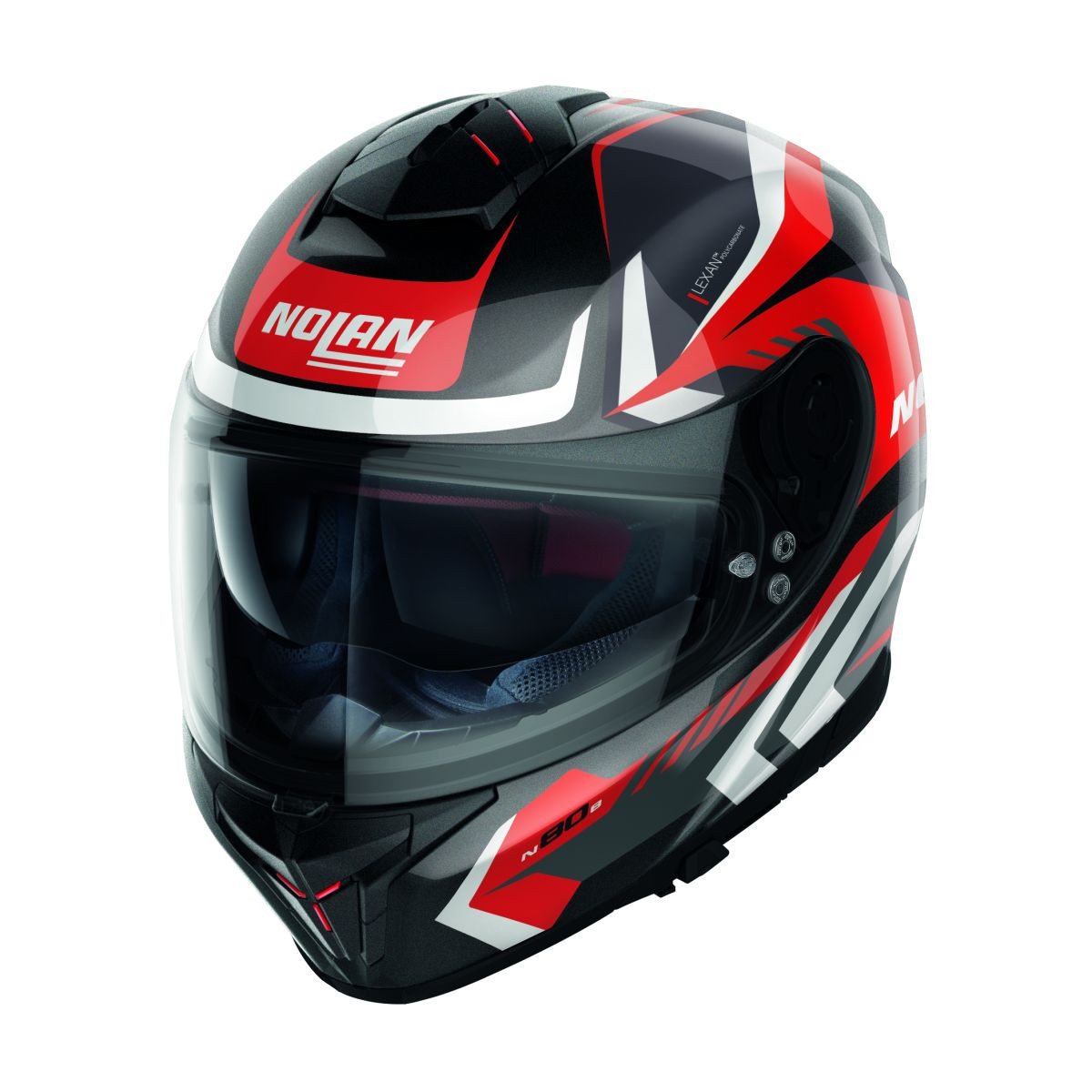 Nolan Integralhelm N80-8 RUMBLE N-COM 59 Schwarz Metallic Rot Weiss Gr:2XS-3XL Schwarz Metallic Rot Weiss ECE 22.06