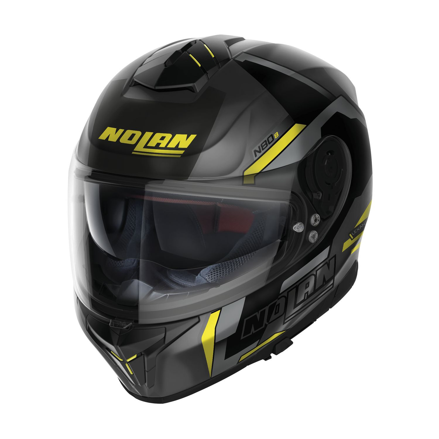 Nolan Integralhelm N80-8 WANTED N-COM 072 Lavagrau Schwarz Gelb ECE 22.06